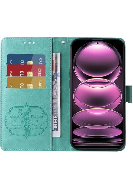 Xiaomi Redmi Not 12 Için Flip Case Pro Artı Flip Kart Yuvaları Deri Çiçek (Yurt Dışından)