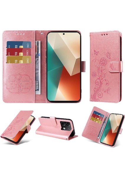 Xiaomi Redmi Not 13 Için Flip Case 5g Çiçek Cardyuvaları Flip Deri (Yurt Dışından)