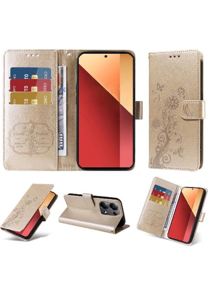 Xiaomi Redmi Not Için Flip Case 13 Pro 4g Çiçek Deri Cardyuvaları Çevirin (Yurt Dışından)