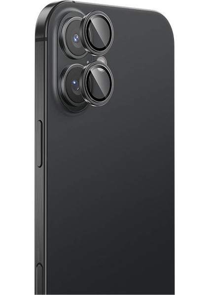 Apple iPhone 16 Uyumlu Safir Kamera Lens Koruyucu Dr Serisi Siyah