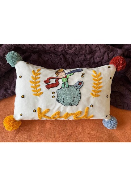 İsimli Bebek Takı Yastığı Dekoratif Yastık Kılıfı Punch Nakışlı Içi DOLGUSUZ-30 x 50
