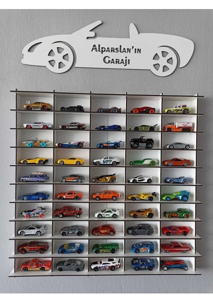 Oyuncak Araba Rafı 1/64 Beyaz Renk 50'li fırsatları