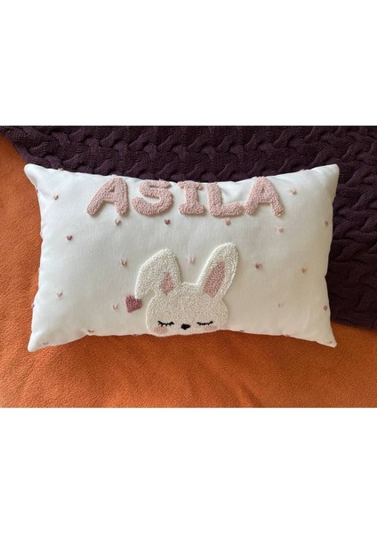 İsimli Bebek Takı Yastığı Dekoratif Yastık Kılıfı Punch Nakışlı Içi DOLGUSUZ-30 x 50