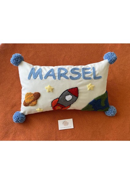 İsimli Bebek Takı Yastığı Dekoratif Yastık Kılıfı Punch Nakışlı Içi DOLGUSUZ-30 x 50
