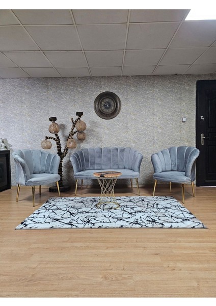 Papatya Çay Seti Koltuk Takımı Gold Sivriltme Ayak, Balkon, Salon, Ofis, Cafe Koltuk Takımı