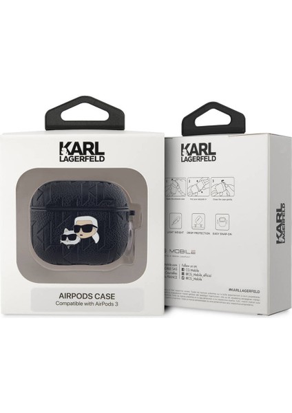 Air Pod 3.nesil Uyumlu Kılıf Orjinal Lisanslı Monogram Silikon Siyah modelleri