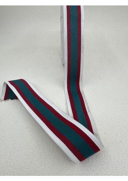 3 cm Çizgili Grogren Şerit-5 Metre (Beyaz/bordo/yeşil)