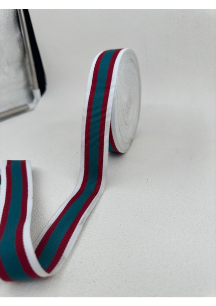 3 cm Çizgili Grogren Şerit-5 Metre (Beyaz/bordo/yeşil)