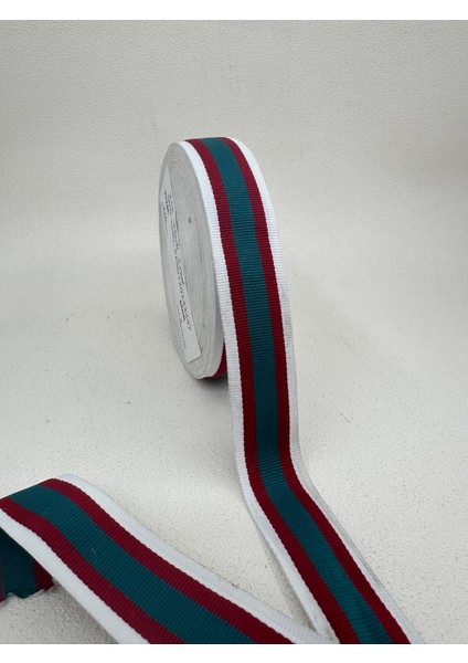 3 cm Çizgili Grogren Şerit-5 Metre (Beyaz/bordo/yeşil)