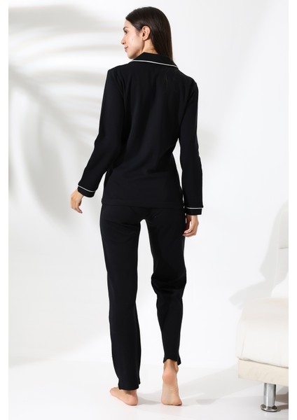 Interlok Düğmeli Hamile Lohusa Uzun Kol Pijama Takımı 1354-01 indirimleri