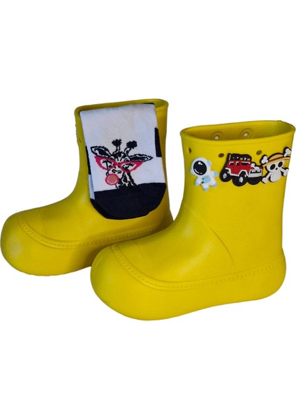 Sarı Yağmur Botu + Giraffe Çoraplı Set fiyatları