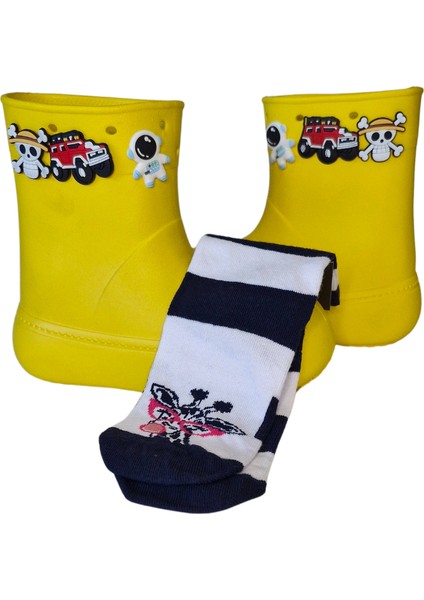 Sarı Yağmur Botu + Giraffe Çoraplı Set fırsatları