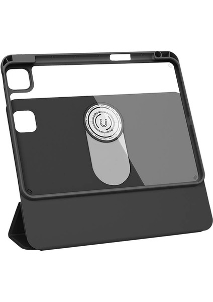 iPad Pro 13 2024 Uyumlu Tablet Kılıfı Wiwu 360 Dönebilen Standlı Magnetik Koruyucu Kılıf Siyah