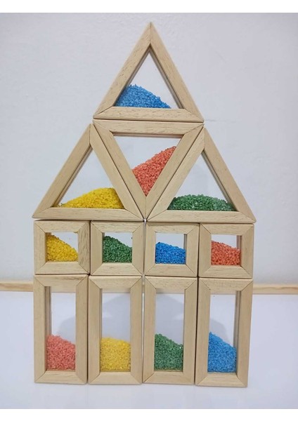 Waldorf Ahşap Oyuncak 12'li Kumlu Rainbow Blokları