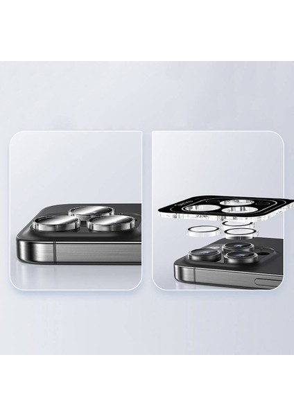 Apple iPhone 16 Pro Uyumlu Ar Glass Warrior Transparan Premium Cam Kamera Lens Koruyucu Şeffaf