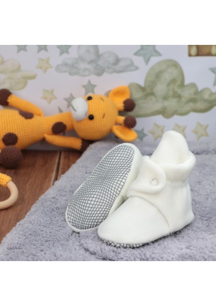 Polar Bebek Pandufu, Kaydırmaz Taban, Organik Pamuk Astarlı, İlk Adım Ev Patiği, Beyaz fırsatları