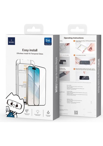 Apple iPhone 16 Plus SQ-008 Oleofobik Easy Install Temperli Cam Ekran Koruyucu Uygulama Aparatlı