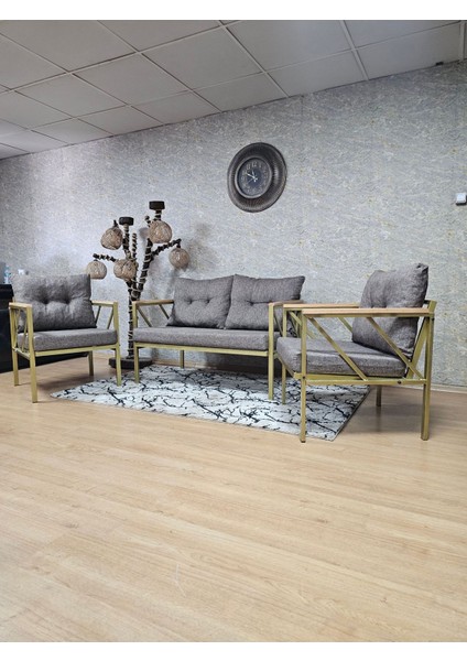 Gold Boyalı Bahçe - Balkon - Mutfak Çay Seti Takımı Bahçe Koltuk Takımı