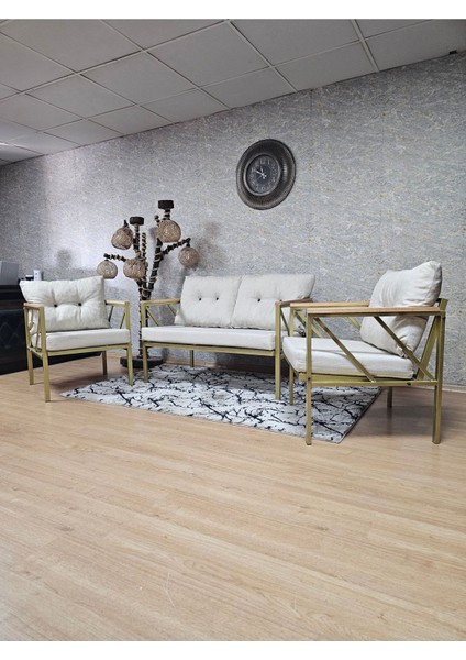 Gold Boyalı Bahçe - Balkon - Mutfak Çay Seti Takımı Bahçe Koltuk Takımı