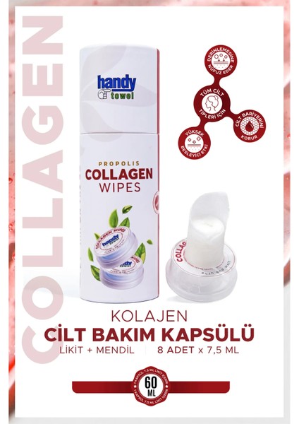 Kolajen Cilt Bakım Kapsülü 60 ml (8 x 7.5 ml) Likit + %100 Selüloz Mendil