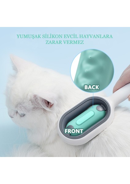 3-In-1 Kedi Köpek Bakım Fırçası Tarağı Çok Fonksiyonlu Uzun Saç Tüy Alma Fırçası