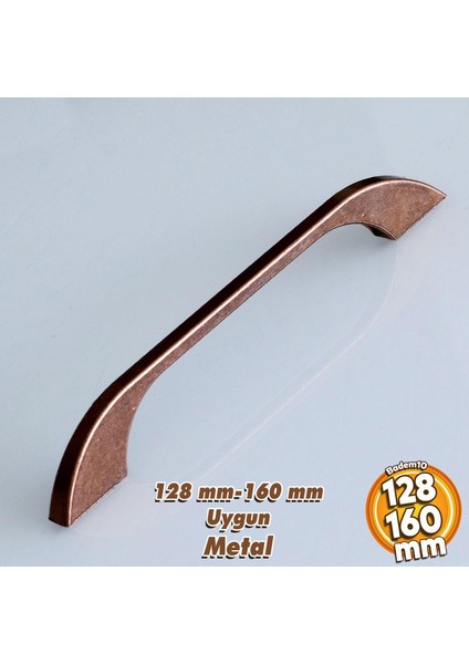 Ezgi 128 mm - 160 mm Eskitme Antik Bakır Metal Mobilya Mutfak Dolabı Kulbu