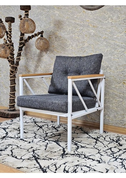 Tekli Beyaz Boyalı Bahçe - Balkon - Mutfak Çay Seti Takımı Bahçe Koltuk Takımı modelleri