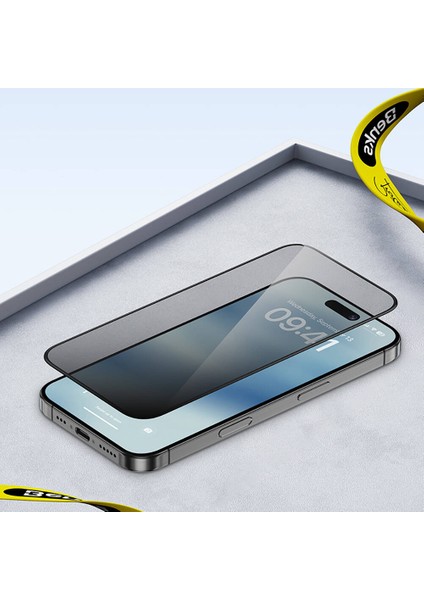 Apple iPhone 14 Pro Uyumlu Ultra Shield 0.4mm Privacy Hayalet Ekran Koruyucu Uygulama Aparatlı