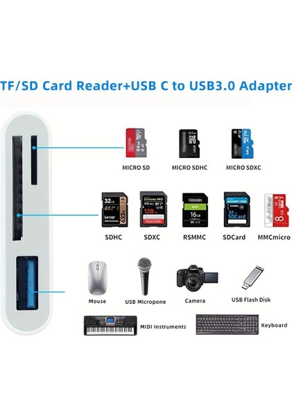 Type-C Kart Okuyucu MacBook Telefon Bilgisayar Tablet Uyumlu Type-C To USB / Sd / Tf