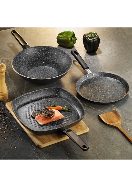 Truecook 3 Parça Wok + Krep + Grill Tava Seti