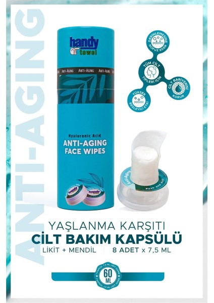 Anti-Aging Yaşlanma Karşıtı Bakım Kapsülü 60 ml (8 x 7.5 ml) Likit + %100 Selüloz Mendil