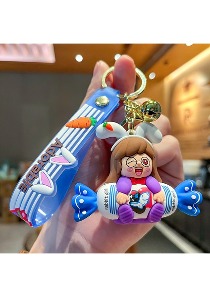 Mor Şeker Tavşan Anahtarlık Çanta Dekorasyonu Küçük Hediye (Yurt Dışından)