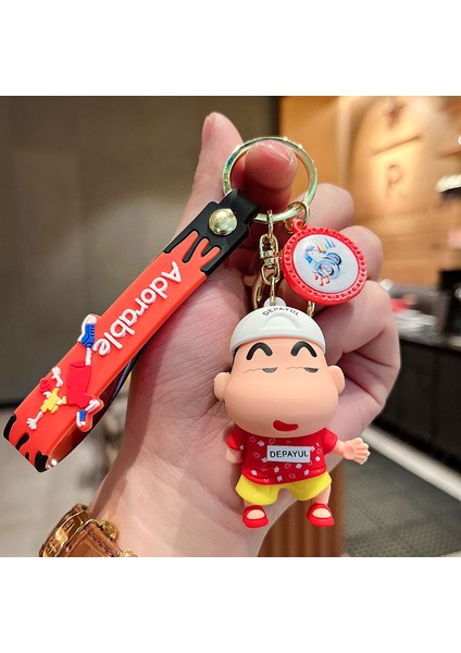 Crayon Shin-Chan Beyaz Şapka Anahtarlık Çanta Dekorasyonu Küçük Hediye (Yurt Dışından)