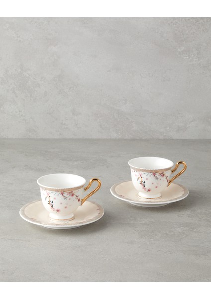Sakura Dream New Bone China Kahve Fincan Takımı Pembe