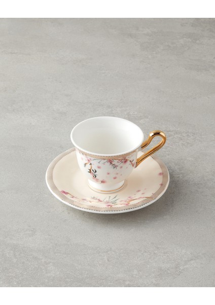 Sakura Dream New Bone China Kahve Fincan Takımı Pembe modelleri