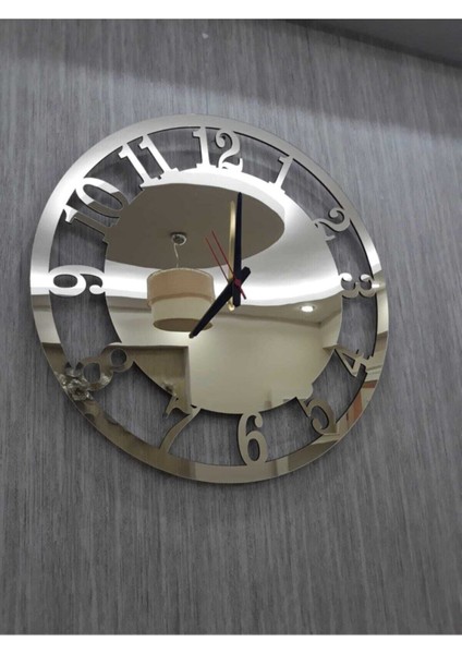 Altın Sarısı Aynalı Pleksi Modern Duvar Saati 50 x 50 cm Yuvarlak Dekoratif Ev Ofis Saati fiyatları