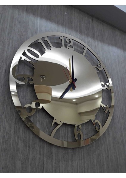 Altın Sarısı Aynalı Pleksi Modern Duvar Saati 50 x 50 cm Yuvarlak Dekoratif Ev Ofis Saati fırsatları