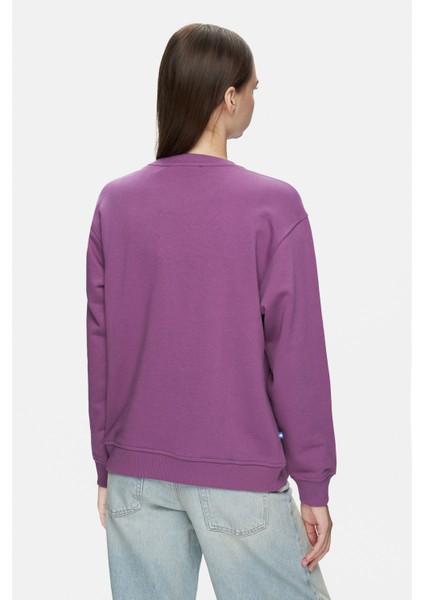 Sunniva Mor Bisiklet Yaka Nakışlı Loose Fit Kadın Sweatshirt fırsatları