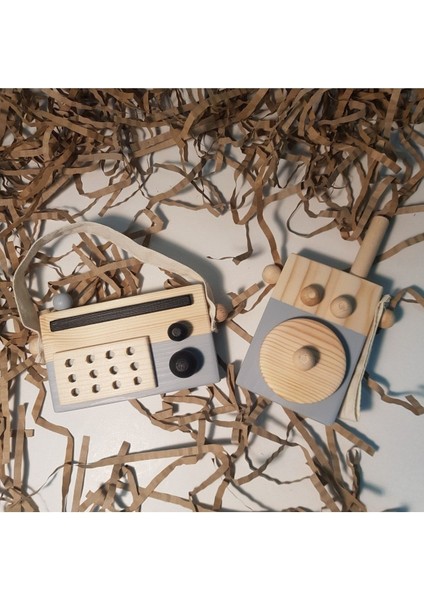 Ahşap Elyapımı Baby Telsiz + Baby Radyo Oyuncak Set,montessori fiyatları