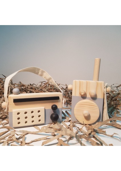Ahşap Elyapımı Baby Telsiz + Baby Radyo Oyuncak Set,montessori modelleri
