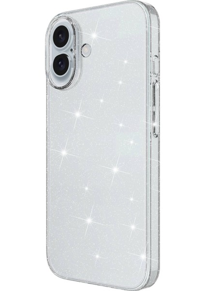 Apple iPhone 16 Plus Kılıf Parlayan Simli Şeffaf Zore Redos Kapak-Şeffaf