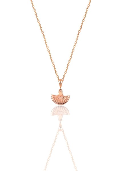 Pembe zirkon taşlı minimal gümüş midye tasarımlı şık kolye SGTL12385MIDYE