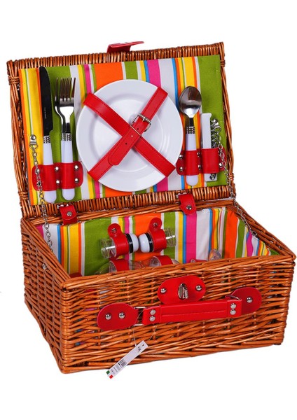 Picno Italy 2 Kişilik Hasır, Yalıtımlı Astarlı, Aksesuar Sepeti İle Taşınabilir Piknik Sepeti modelleri