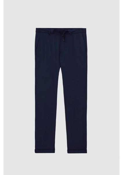 Slim Fit Lacivert Armürlü Jogger Pantolon