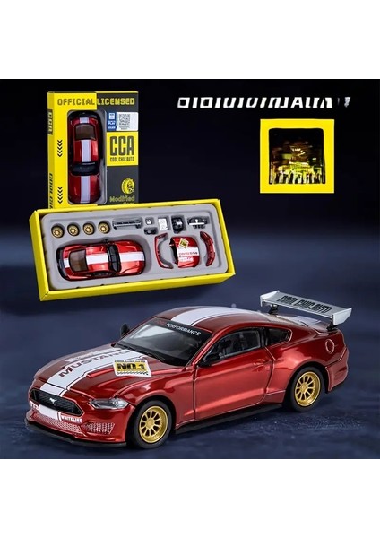 Mustang Gt 2018 Kırmızı Araba Modeli Modifiye Edilebilir - Kapıları Açılabilir - Aksesuarları Değiştirilebilir 1:42 Oyuncak