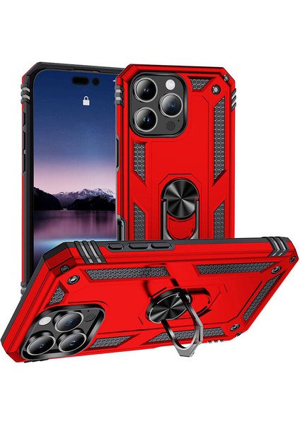 Apple iPhone 16 Pro Max Kılıf Military Armor Case Yüzüklü Standlı Tank Koruma Zırh Silikon Kapak