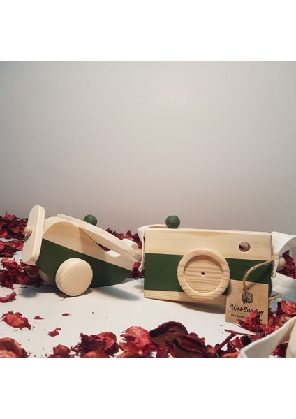 Ahşap Elyapımı Baby Uçak ve Oyuncak Fotoğraf Makinesi Set, Dekoratif, Eğitici Oyuncak, Çocuk Oyunca modelleri
