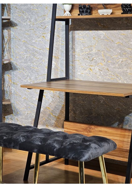 Gold Metal Siyah Oturaklı Sivriltme Ayaklı Babyface Puf & Bench & Oturak indirimleri
