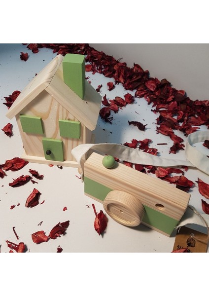 Ahşap Hediyelik Kumbara + Oyuncak Fotoğraf Makinesi Set, Dekoratif ,eğitici Oyuncak, Çocuk Oyuncak fiyatları