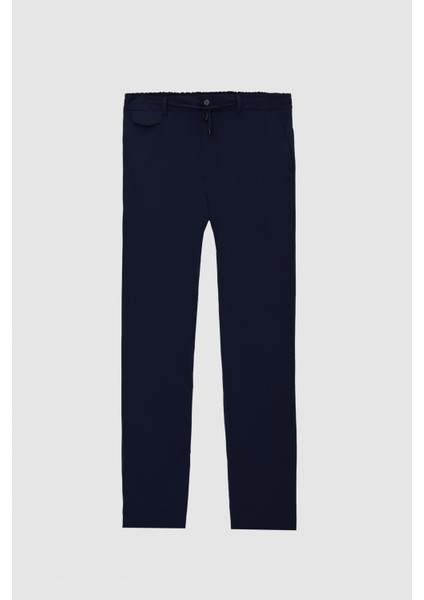 Slim Fit Lacivert Armürlü Jogger Pantolon